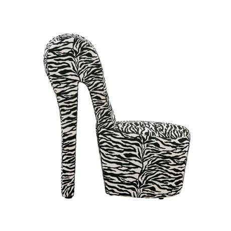 Tristam 40" Modern Glam High Heel Lounge Chair in Zebra - angle view
