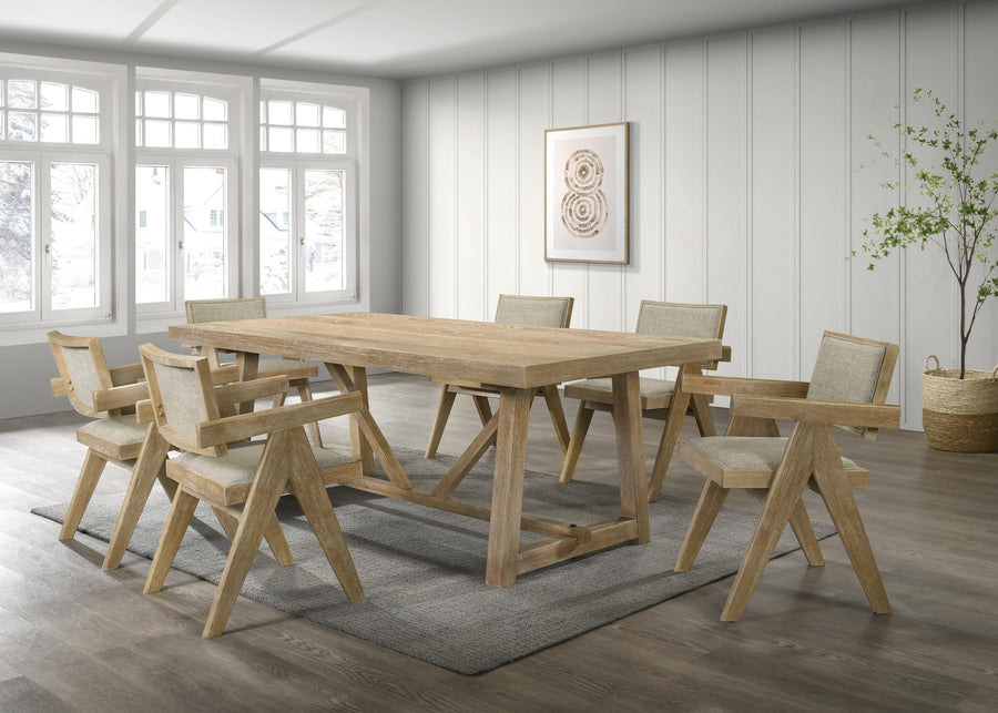 Malibu Transitional Dining Chairs with Upholstered Cushion Seat and Back - Set of 2, Belt and Foam Filling in Kepler Driftwood