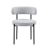 Dobby Contemporary Boucle Dining Chair with Matte Black Metal Legs - detail view