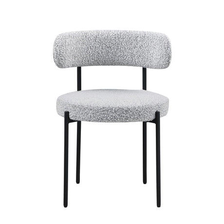 Dobby Contemporary Boucle Dining Chair with Matte Black Metal Legs - detail view