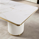 Trandell 79" Modern Glam Rectangle Faux Marble Top Dining Table - angle view