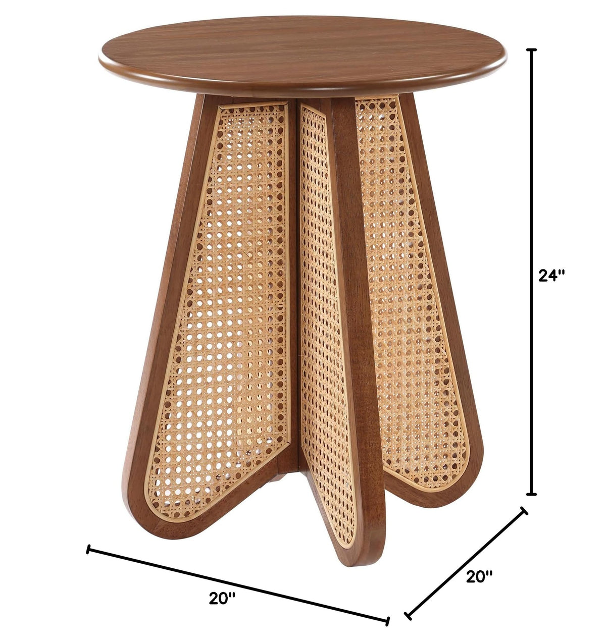 Linh Rattan End Table in Walnut - side view