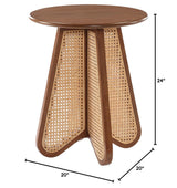 Linh Rattan End Table in Walnut - side view