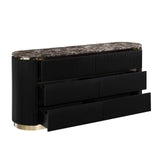 Trandell 65" Wide Modern Glam Faux Marble Top 6-Drawer Dresser - room setting