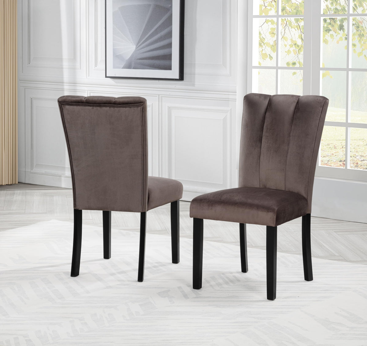 Sheridan Upholstered Velvet Parson Dining Chairs - front view