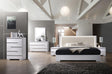 Athen Modern Platform Bed with LED Headboard Lighting, California King, Faux Leather Padded… - front view