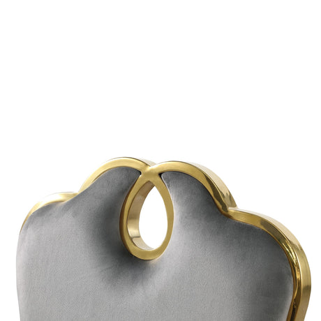 Leona Contemporary Velvet Royal Dining Chair with X-Shaped Gold Legs - angle view