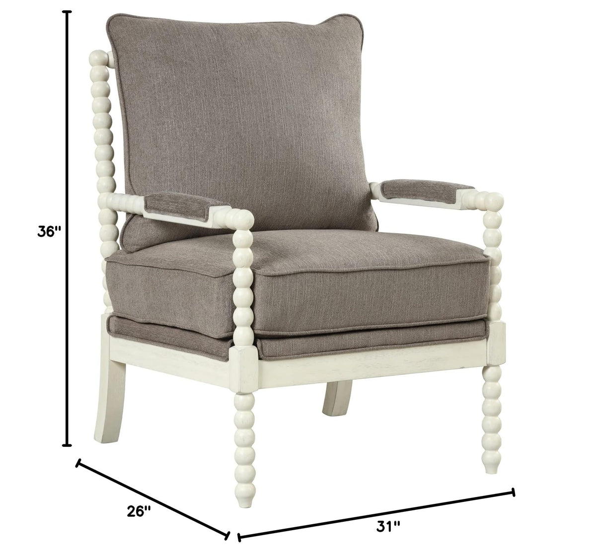 Hanako Accent Chair in Taupe And Off White - side view