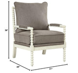 Hanako Accent Chair in Taupe And Off White - side view
