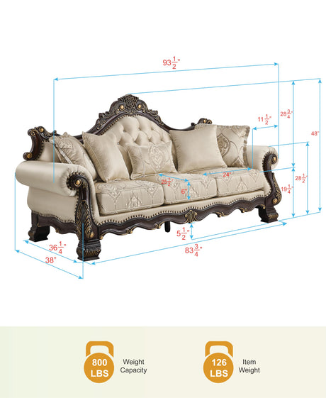 Tlerra Victorian Classic Living Room Sofa - side view