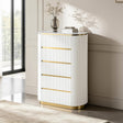 Trandell 51" High Modern Glam Faux Marble Top 5-Drawer Chest - front view