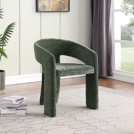 Cecile Contemporary Accent, Soft Chenille Fabric Upholstered in Green - front view