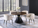 Henrietta Mid Century Modern Velvet Dining Chair, Barrel Back in Cream - front view