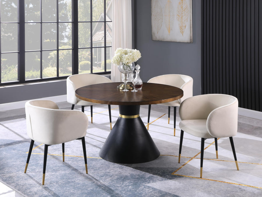 Henrietta Mid Century Modern Velvet Dining Chair, Barrel Back in Cream