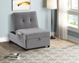 Bayani Velvet Adjustable Sleeper Lounge Chaise in Gray - front view