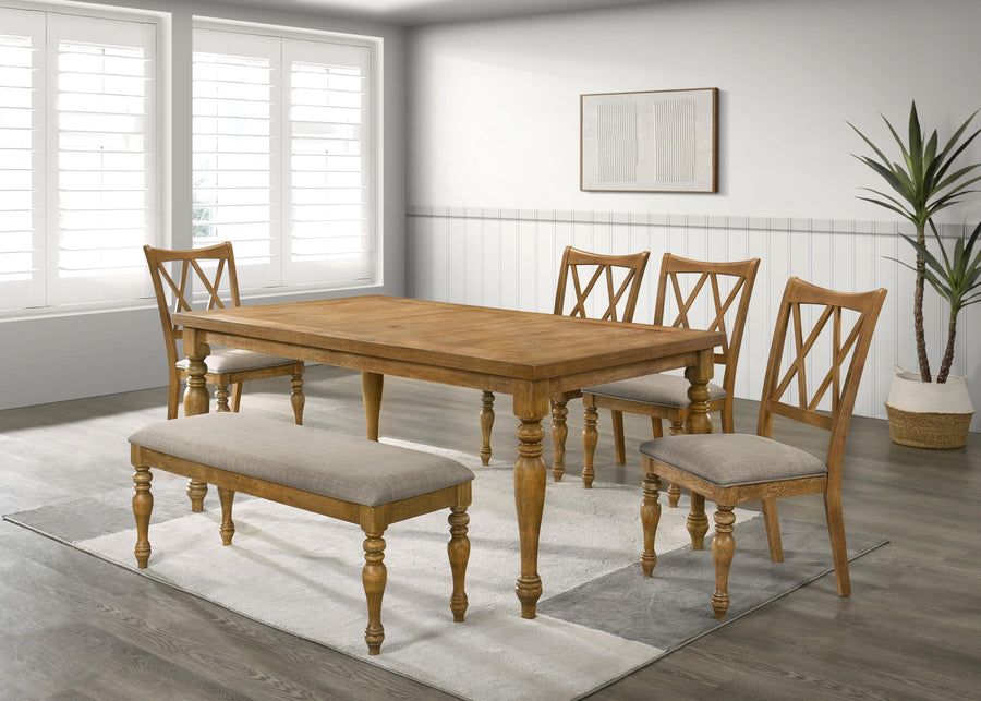 Huntington 72" Transitional Rectangle Dining Table - Antique Natural Oak
