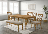 Huntington 6-Piece Transitional Dining Set with 72" Rectangle Table, 4 Chairs & 1 Bench in Antique… - front view