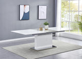 Alaskan Extendable High Gloss Wood Dining Table in White/Gray - close-up