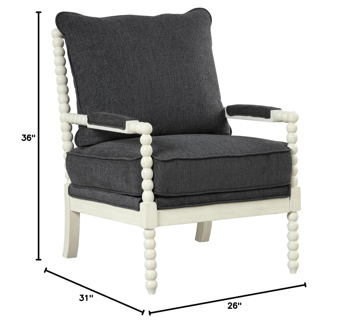 Hanako Accent Chair in Charcoal And Off White - side view