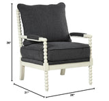 Hanako Accent Chair in Charcoal And Off White - side view
