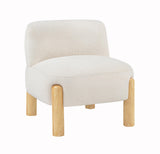 Calisto Modern Scandinavian Accent Chair, Cream Burlap Upholstery in White