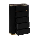 Trandell 51" High Modern Glam Faux Marble Top 5-Drawer Chest - room setting