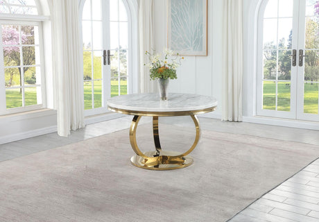 Lexington Round 44" Faux Marble Top Dining Table - front view