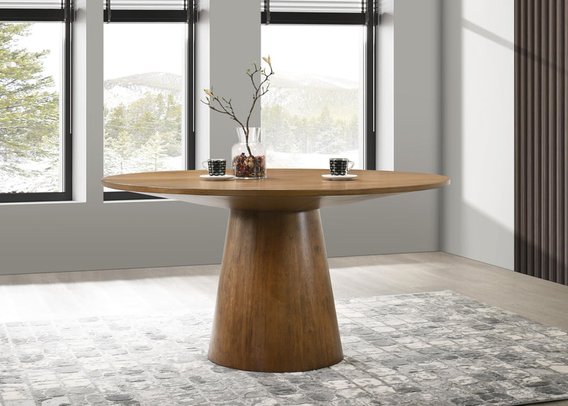 Terra 59" Transitional Round Dining Table with Pedestal Base in Walnut