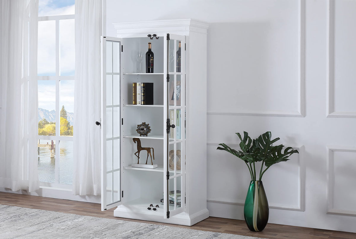Lucinda 75" Tall Bookshelf Cabinet with Dual Glass Door Display - angle view