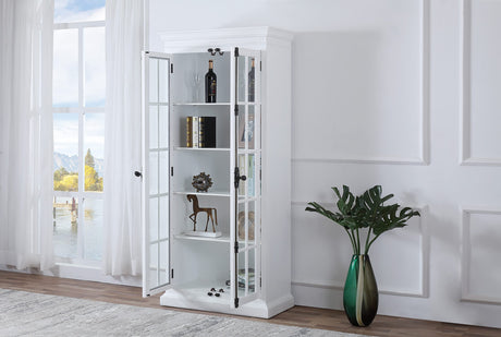 Lucinda 75" Tall Bookshelf Cabinet with Dual Glass Door Display - angle view