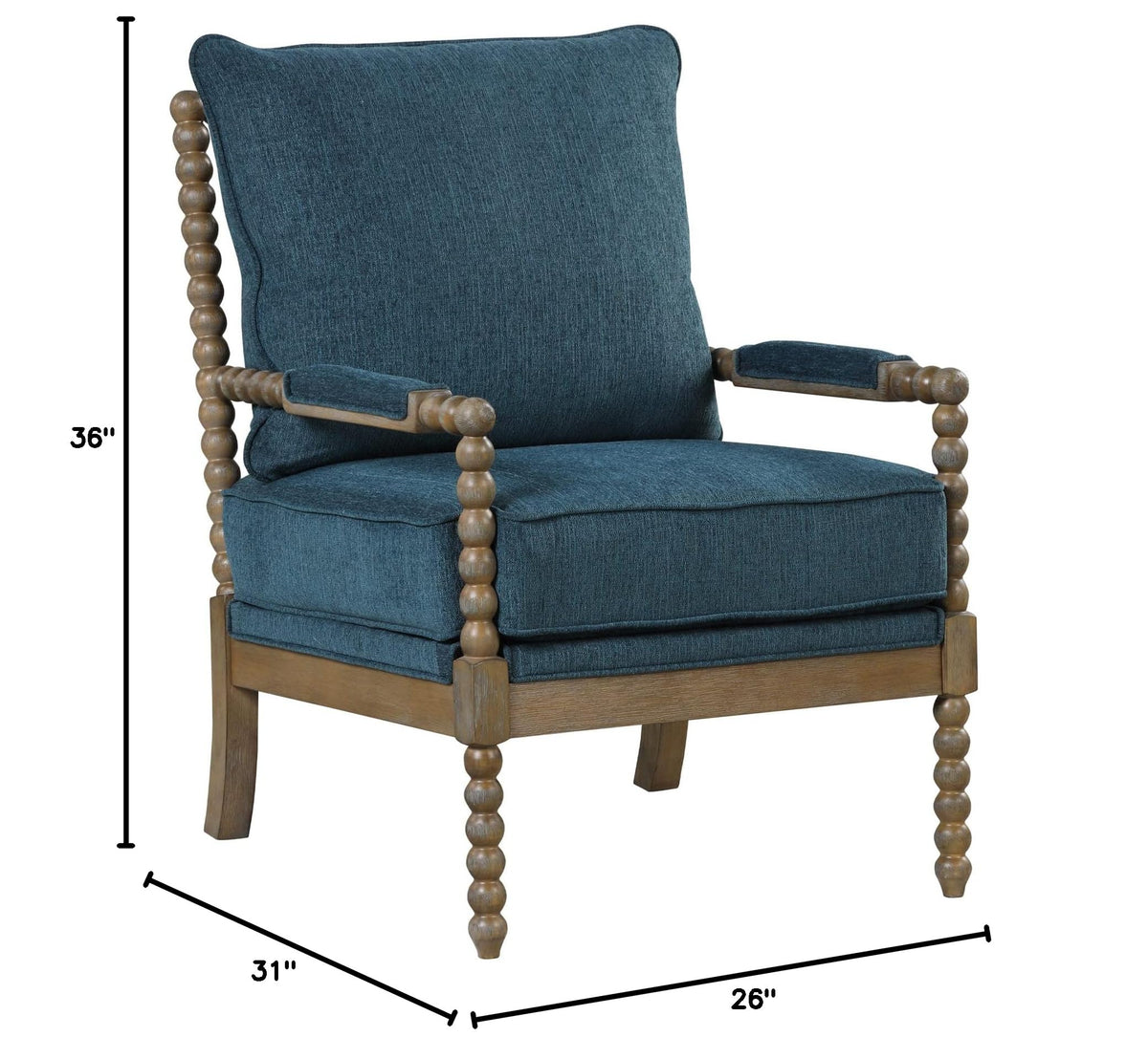 Hanako Accent Chair in Blue And Natural Oak - side view