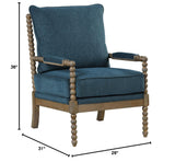 Hanako Accent Chair in Blue And Natural Oak - side view