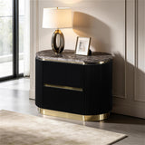 Trandell 22" High Modern Glam Faux Marble Top Nightstand - front view
