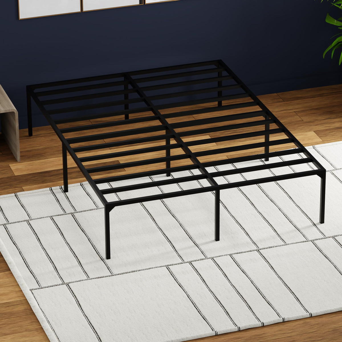 Premium Heavy-Duty Metal Bed Frame with Fabric Cover - Headboard Ready – image 3