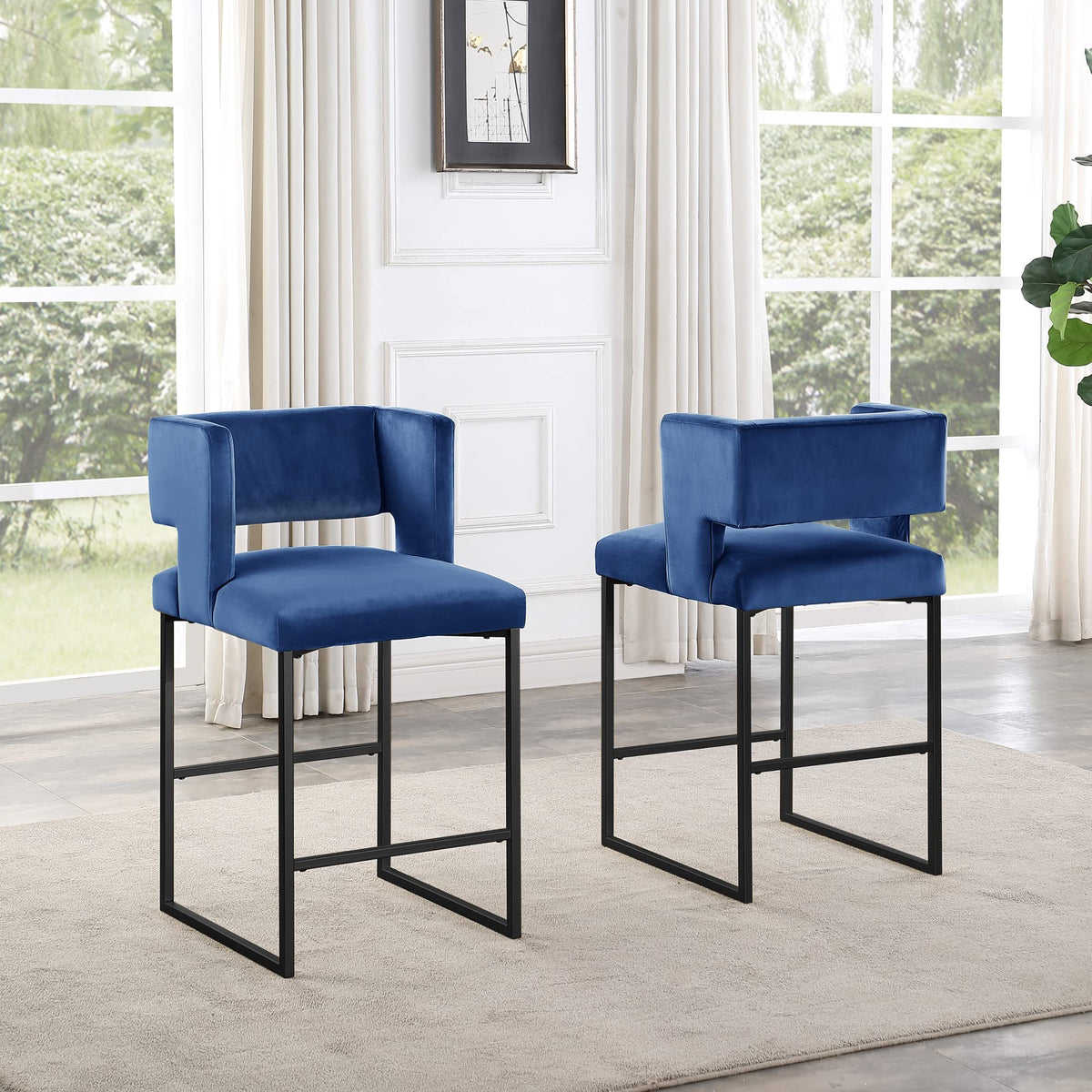 Leonard Modern 27" Counter Height Stool with Black Legs - front view