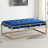 Anika Velvet Rectangular Ottoman in Navy Blue - front view - Navy Blue