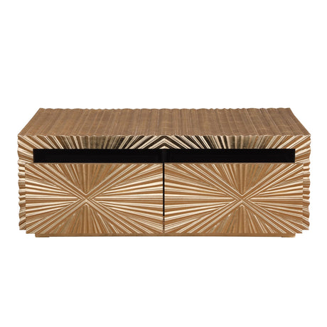 Tiffany Contemporary Gold Rectangular Coffee Table with Drawers - back view