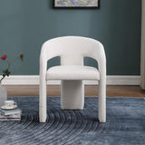 Cecile Contemporary Accent, Soft Chenille Fabric Upholstered in Cream - angle view