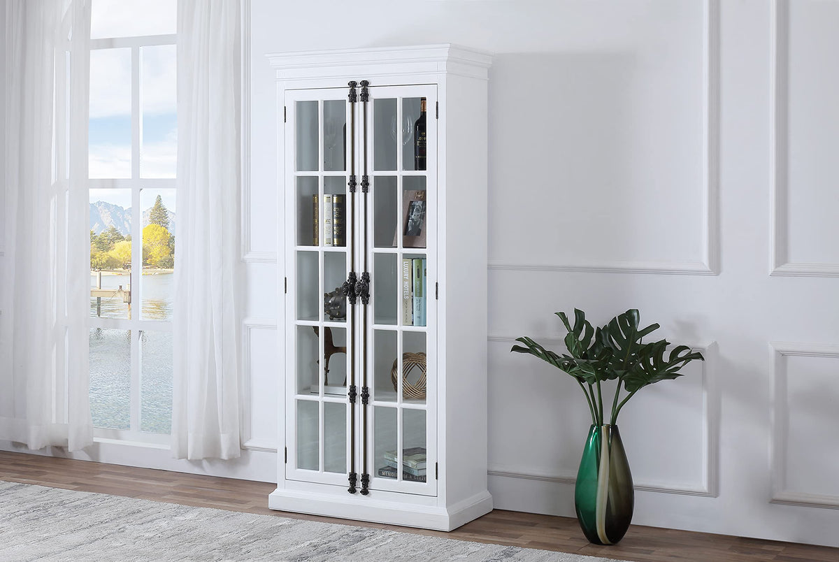 Lucinda 75" Tall Bookshelf Cabinet with Dual Glass Door Display - detail view