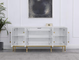 Thorne High Gloss Lacquer Sideboard/Buffet with Gold Trim in White - detail view
