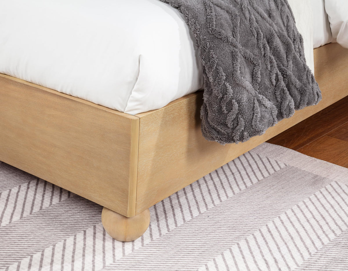 Daplen 47" Scandinavian Modern Platform Bed Frame, Queen, Vertical Ribbed Design Headboard in… - room setting