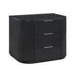 Quintet 30" Wide Mid-Century Modern Fluted 3 -Drawer Nightstand