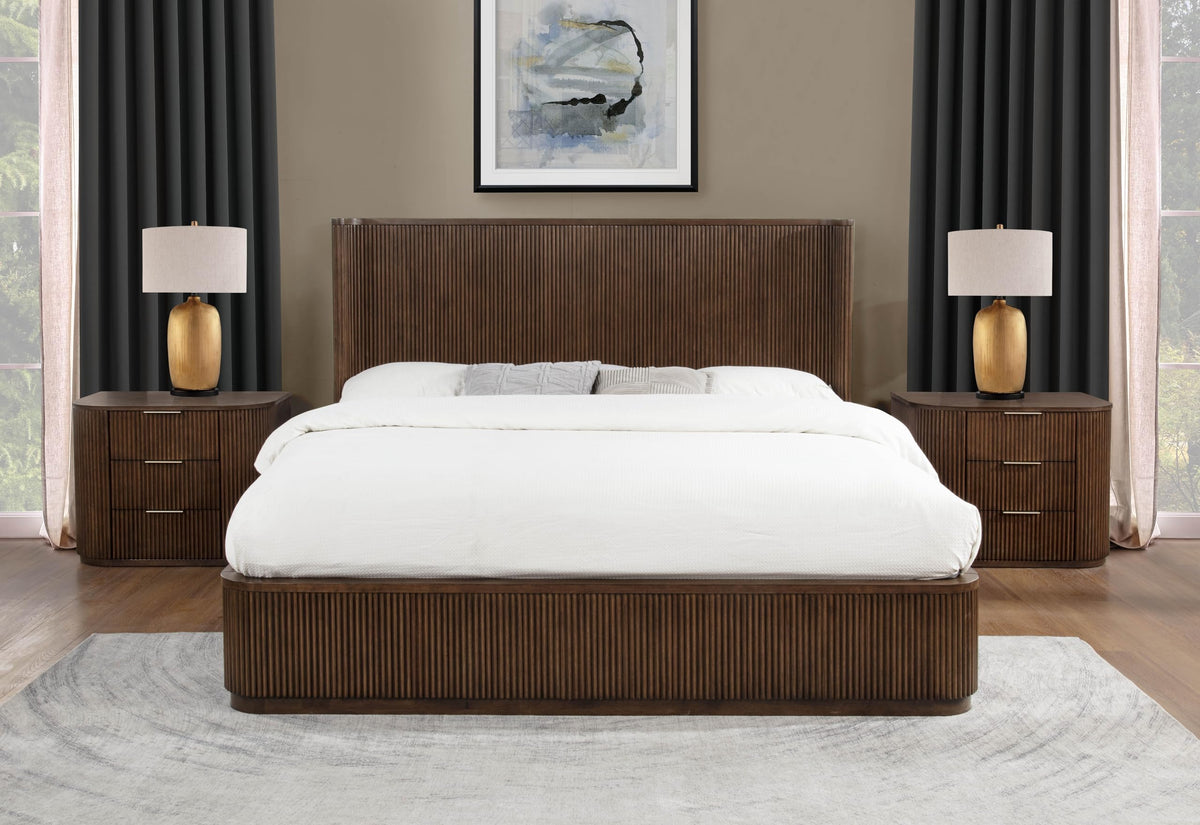 Quintet 89" Long Modern Fluted Platform Eastern King Bed Frame - angle view