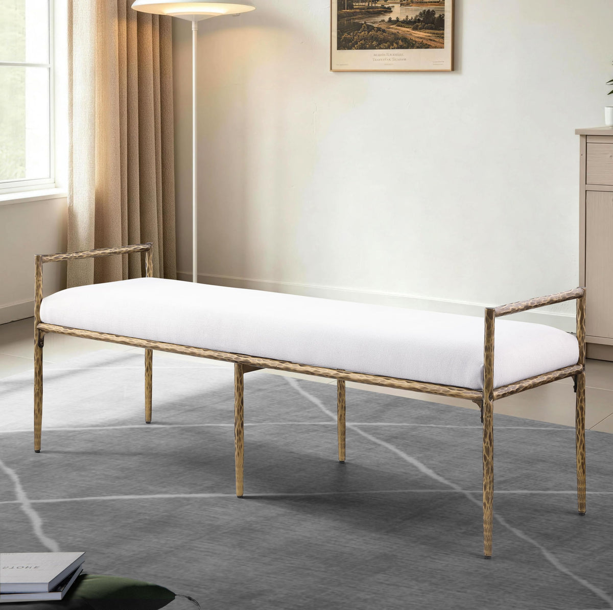 Rocento Modern Industrial Accent Upholstered Entryway Bench - front view