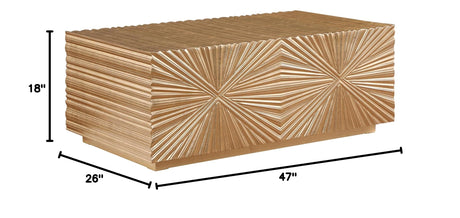 Tiffany Contemporary Gold Rectangular Coffee Table with Drawers - side view