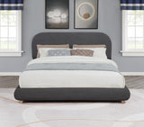 Cteris Queen Fleece Upholstered Bed Frame, Curved Side Rails and Footboard in Grey - back view