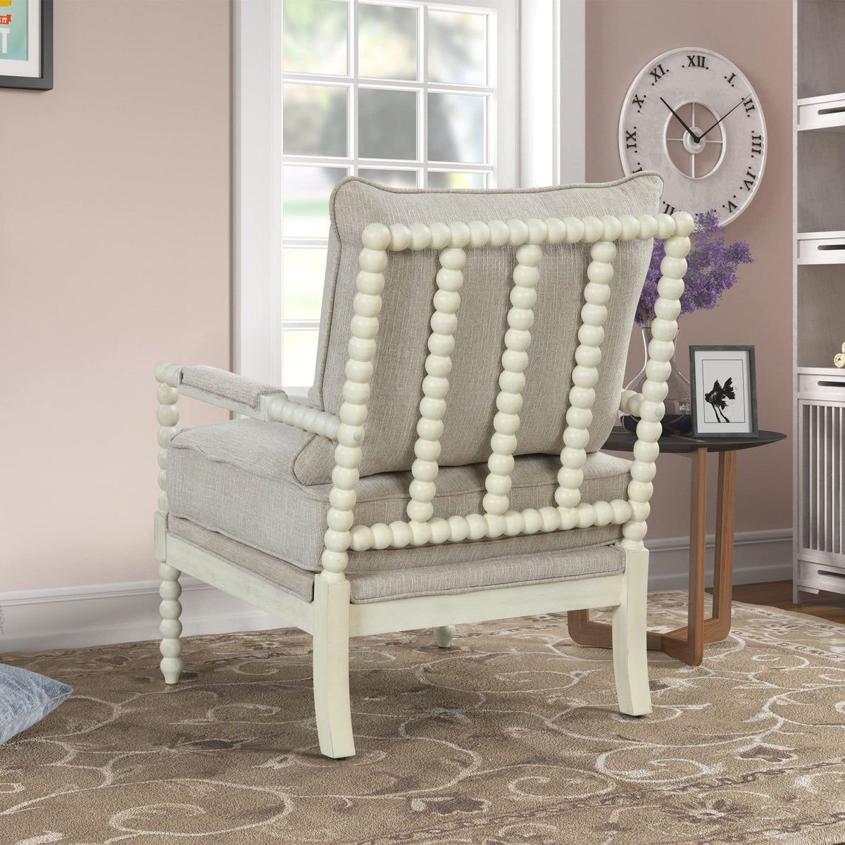 Hanako Accent Chair in Beige And Off White - room setting