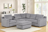 Solesse 9-Piece Contemporary Modular Sectional Sofa, Ridged 100% Polyester Upholstery in Grey - front view