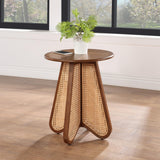 Linh Rattan End Table in Walnut - front view