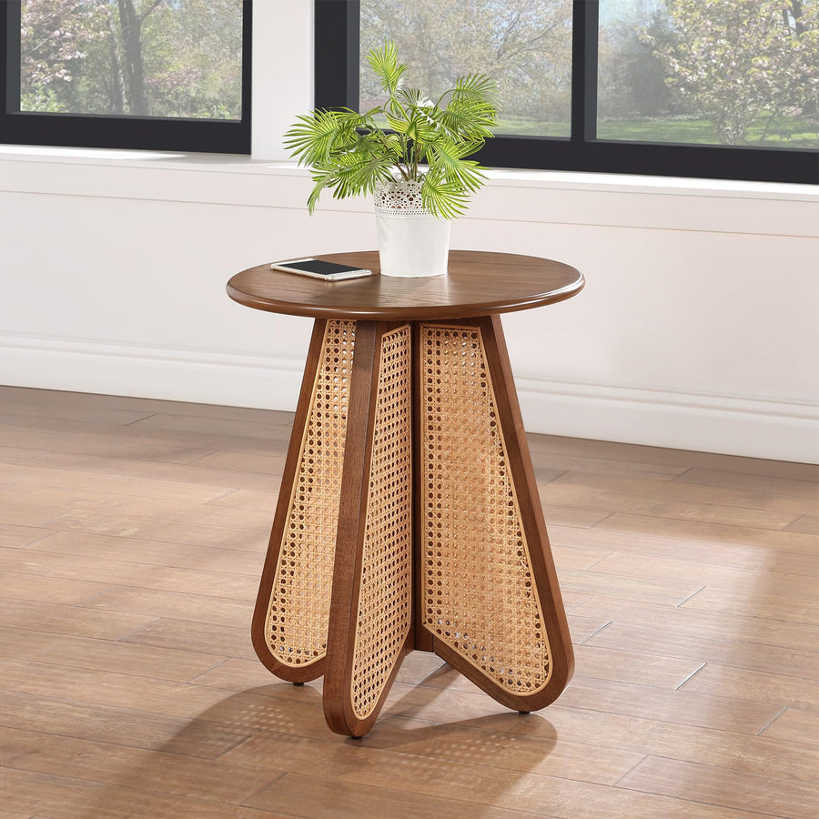 Linh Rattan End Table in Walnut